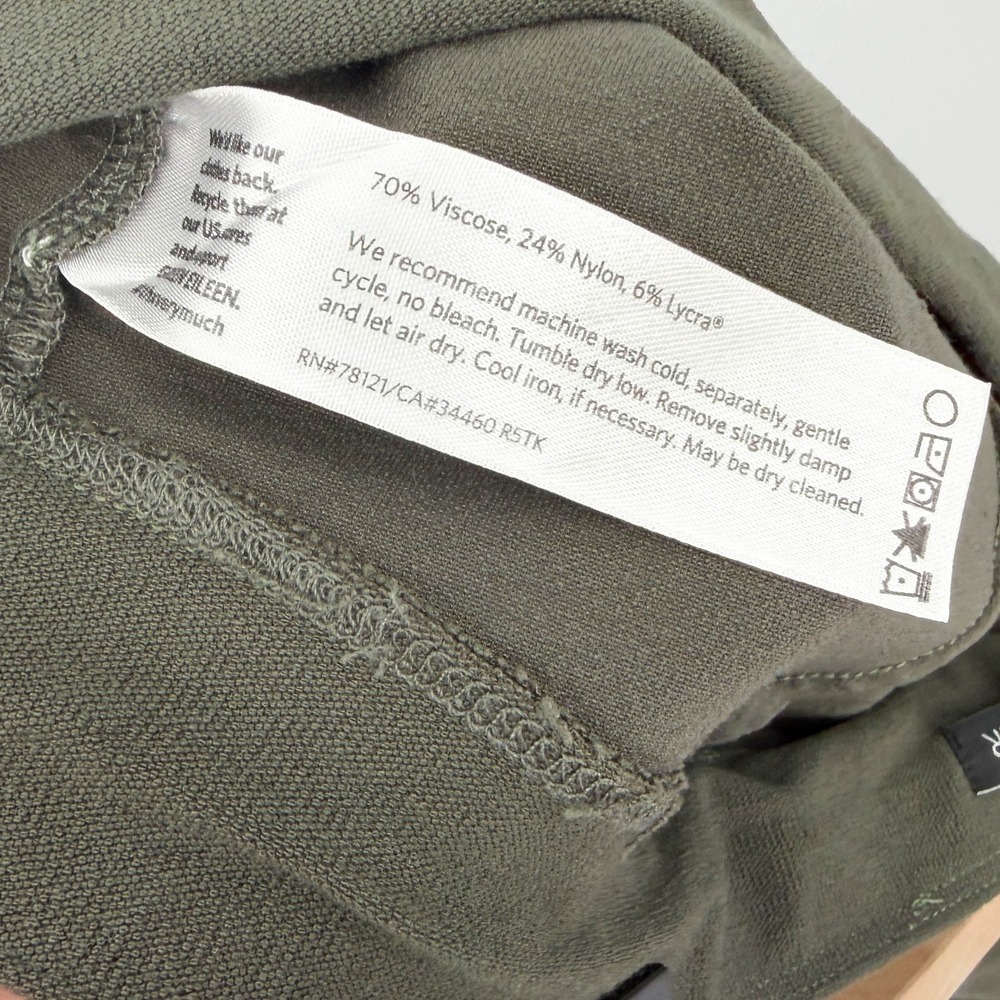 Eileen Fisher Olive Green Stretch Jersey Pull On Leggings Pants Size Large - Picture 6 of 6